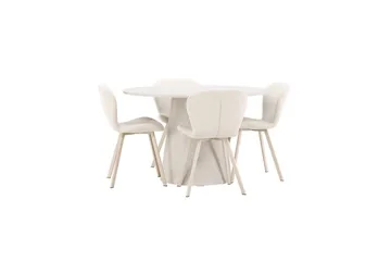 Ruokaryhmä Lanzo Pyöreä 120 cm neljällä Lilja-tuolilla Beige - Beige - Huonekalut - Pöytä & ruokailuryhmä - Ruokailuryhmä
