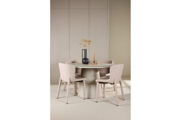Ruokaryhmä Lanzo Pyöreä 120 cm Beige neljällä Astoria-tuolilla Beige - Beige - Huonekalut - Pöytä & ruokailuryhmä - Ruokailuryhmä
