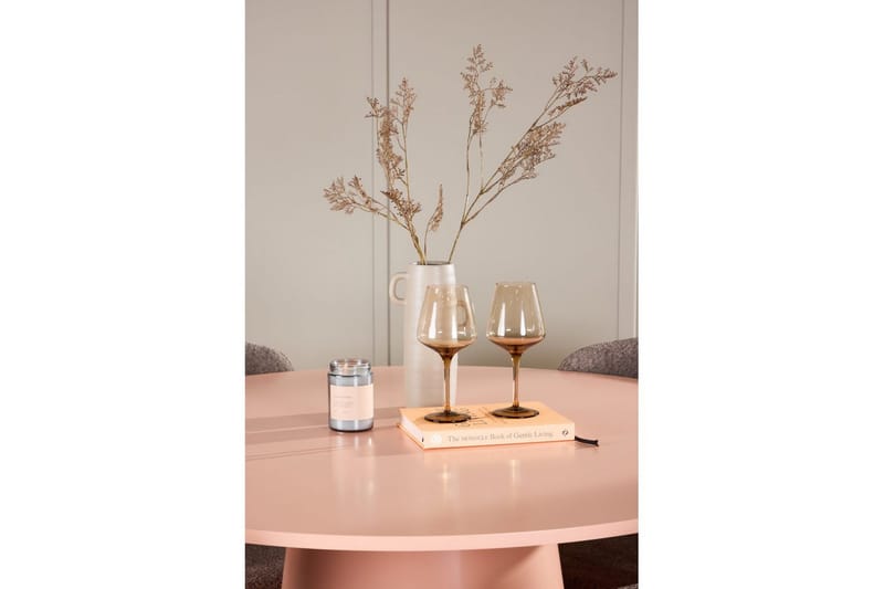 Ruokaryhmä Lanzo Pyöreä 120 cm Vaaleanpunainen neljällä Astoria-tuolilla Ruskea - Ruskea - Huonekalut - Pöytä & ruokailuryhmä - Ruokailuryhmä