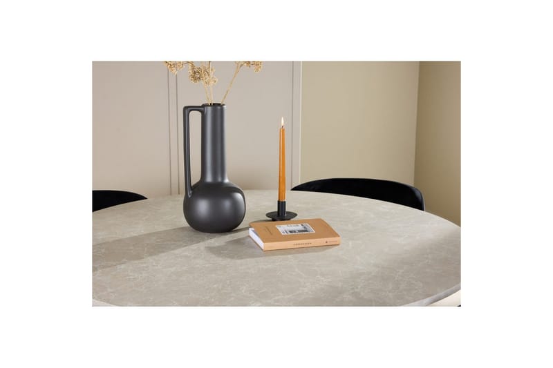 Ruokaryhmä Lanzo Pyöreä 120 cm Beige neljällä Edina-tuolilla Musta - Musta - Huonekalut - Pöytä & ruokailuryhmä - Ruokailuryhmä