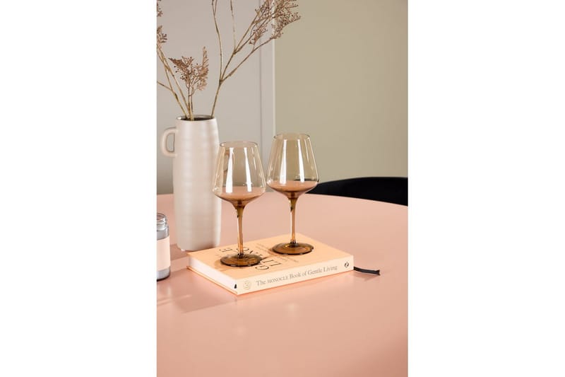 Ruokaryhmä Lanzo Pyöreä 120 cm Vaaleanpunainen neljällä Edina-tuolilla Musta - Musta - Huonekalut - Pöytä & ruokailuryhmä - Ruokailuryhmä