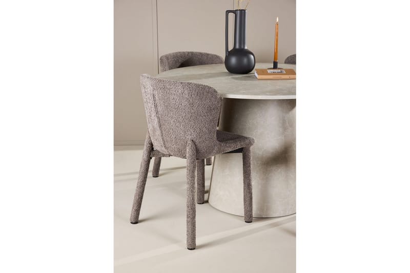 Ruokaryhmä Lanzo Pyöreä 120 cm Beige neljällä Astoria-tuolilla Ruskea - Ruskea - Huonekalut - Pöytä & ruokailuryhmä - Ruokailuryhmä