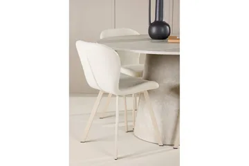 Ruokaryhmä Lanzo Pyöreä 120 cm neljällä Lilja-tuolilla Beige - Beige - Huonekalut - Pöytä & ruokailuryhmä - Ruokailuryhmä