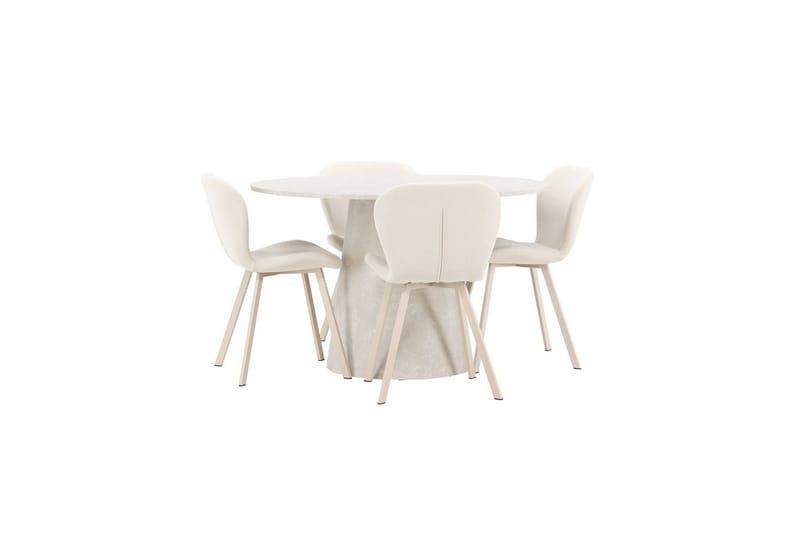 Ruokaryhmä Lanzo Pyöreä 120 cm neljällä Lilja-tuolilla Beige - Beige - Huonekalut - Pöytä & ruokailuryhmä - Ruokailuryhmä