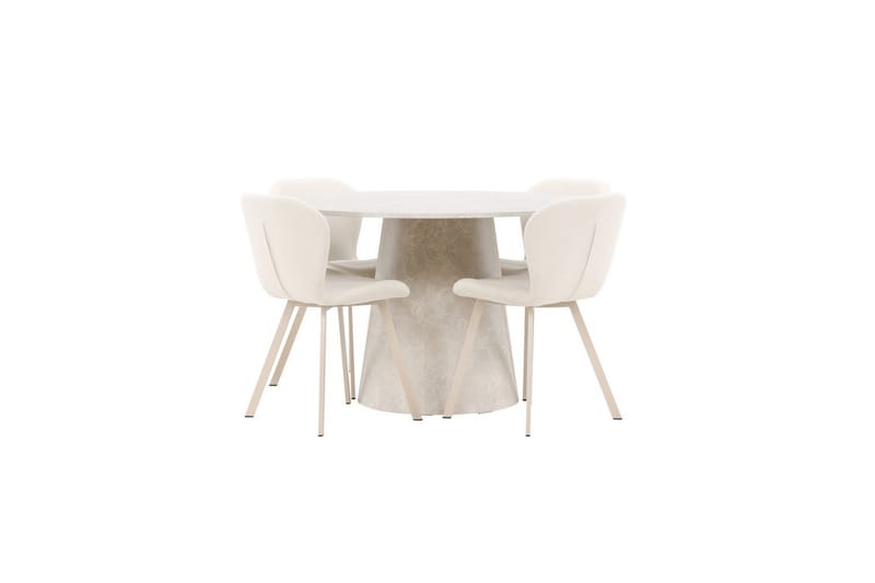 Ruokaryhmä Lanzo Pyöreä 120 cm neljällä Lilja-tuolilla Beige - Beige - Huonekalut - Pöytä & ruokailuryhmä - Ruokailuryhmä