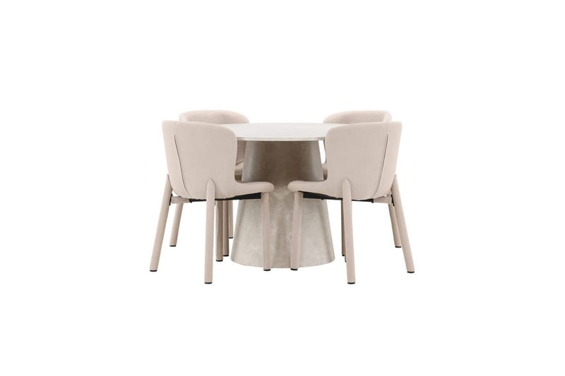 Ruokaryhmä Lanzo Pyöreä 120 cm Beige neljällä Astoria-tuolilla Beige, Beige