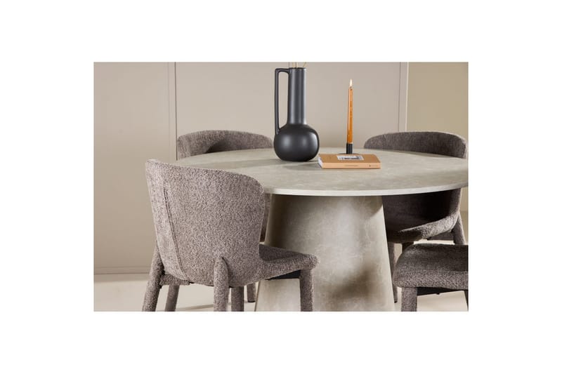 Ruokaryhmä Lanzo Pyöreä 120 cm Beige neljällä Astoria-tuolilla Ruskea - Ruskea - Huonekalut - Pöytä & ruokailuryhmä - Ruokailuryhmä