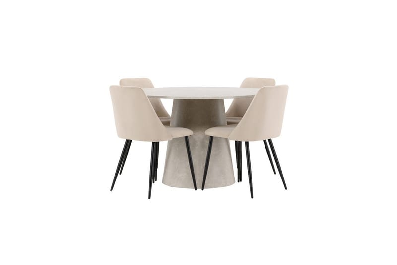 Ruokaryhmä Lanzo Pyöreä 120 cm neljällä Night-tuolilla Beige, Beige