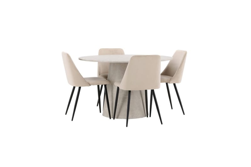 Ruokaryhmä Lanzo Pyöreä 120 cm neljällä Night-tuolilla Beige - Beige - Huonekalut - Pöytä & ruokailuryhmä - Ruokailuryhmä