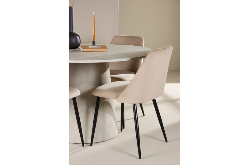 Ruokaryhmä Lanzo Pyöreä 120 cm neljällä Night-tuolilla Beige - Beige - Huonekalut - Pöytä & ruokailuryhmä - Ruokailuryhmä