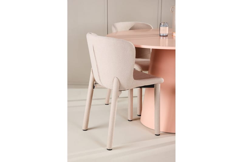 Ruokaryhmä Lanzo Pyöreä 120 cm Vaaleanpunainen neljällä Astoria-tuolilla Beige - Beige - Huonekalut - Pöytä & ruokailuryhmä - Ruokailuryhmä