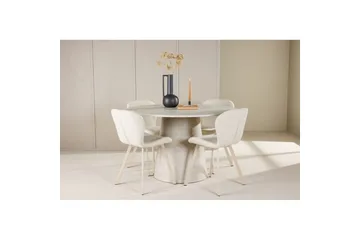 Ruokaryhmä Lanzo Pyöreä 120 cm neljällä Lilja-tuolilla Beige - Beige - Huonekalut - Pöytä & ruokailuryhmä - Ruokailuryhmä