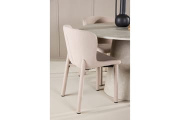 Ruokaryhmä Lanzo Pyöreä 120 cm Beige neljällä Astoria-tuolilla Beige - Beige - Huonekalut - Pöytä & ruokailuryhmä - Ruokailuryhmä