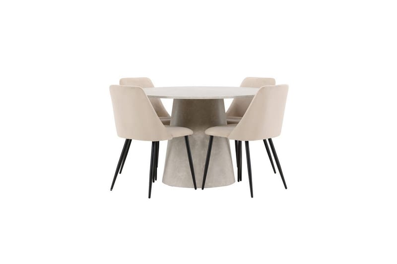 Ruokaryhmä Lanzo Pyöreä 120 cm neljällä Night-tuolilla Beige, Beige