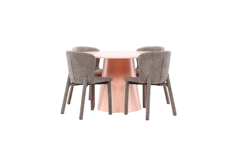 Ruokaryhmä Lanzo Pyöreä 120 cm Vaaleanpunainen neljällä Astoria-tuolilla Ruskea, Ruskea