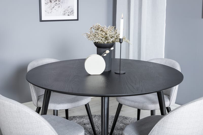 Ruokaryhmä Larrinzar 115 cm Pyöreä 4 Velvet-tuolilla - Musta - Huonekalut - Pöytä & ruokailuryhmä - Ruokailuryhmä