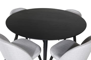 Ruokaryhmä Larrinzar 115 cm Pyöreä 4 Velvet-tuolilla - Musta - Huonekalut - Pöytä & ruokailuryhmä - Ruokailuryhmä