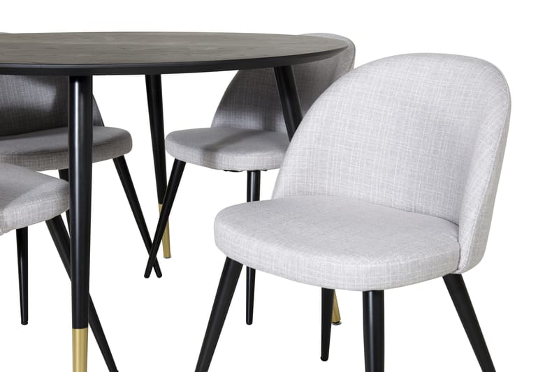 Ruokaryhmä Larrinzar 115 cm Pyöreä 4 Velvet-tuolilla - Musta - Huonekalut - Pöytä & ruokailuryhmä - Ruokailuryhmä
