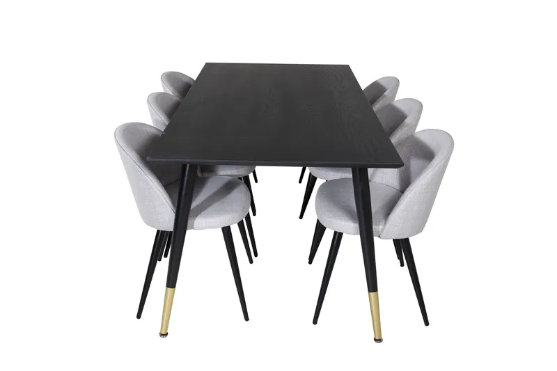 Ruokaryhmä Larrinzar 180 cm Suorakulmainen 6 Longreone-tuolilla, Musta