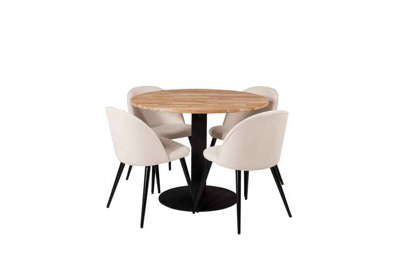 Ruokaryhmä Laura 100 cm Pyöreä 4 Longreone-tuolilla, Beige