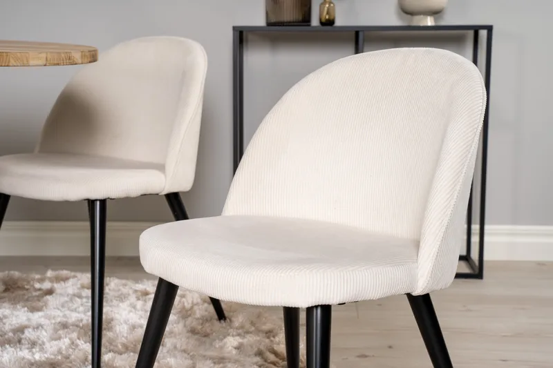 Ruokaryhmä Laura 100 cm Pyöreä 4 Longreone-tuolilla - Beige - Huonekalut - Pöytä & ruokailuryhmä - Ruokailuryhmä