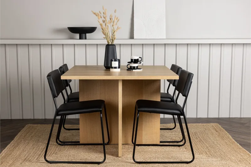 Ruokaryhmä Leo 100 cm Suorakulmainen 4 Kenth-tuolilla - Musta - Huonekalut - Pöytä & ruokailuryhmä - Ruokailuryhmä
