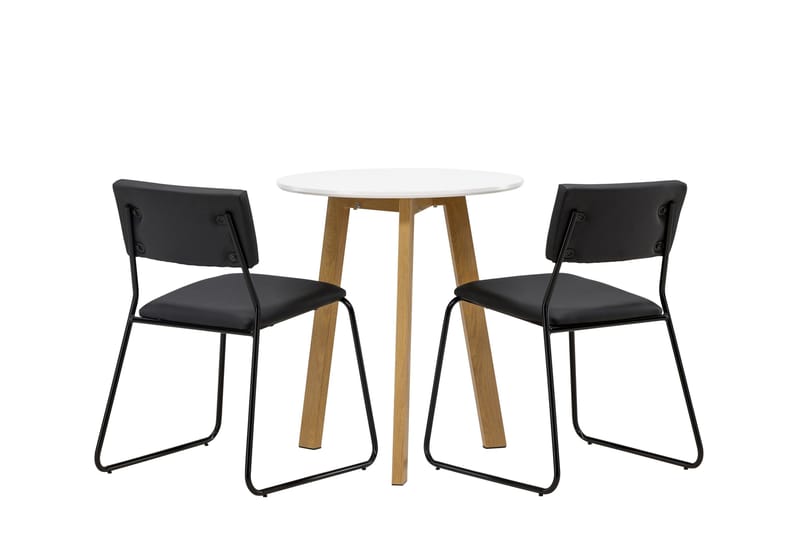 Ruokaryhmä Leonora 65 cm Pyöreä 2 Kenth-tuolilla - Musta - Huonekalut - Pöytä & ruokailuryhmä - Ruokailuryhmä