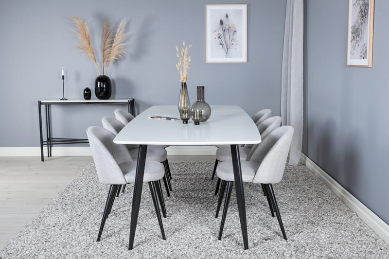 Ruokaryhmä Longreone 240 cm Suorakulmainen 6 Longreone-tuolilla - Musta - Huonekalut - Pöytä & ruokailuryhmä - Ruokailuryhmä