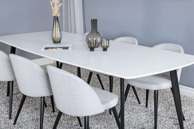 Ruokaryhmä Longreone 240 cm Suorakulmainen 6 Longreone-tuolilla - Musta - Huonekalut - Pöytä & ruokailuryhmä - Ruokailuryhmä