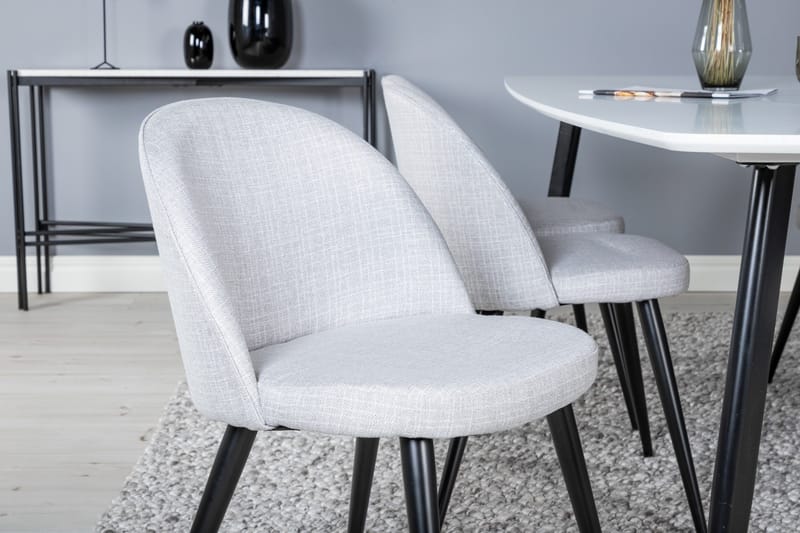 Ruokaryhmä Longreone 240 cm Suorakulmainen 6 Longreone-tuolilla - Musta - Huonekalut - Pöytä & ruokailuryhmä - Ruokailuryhmä