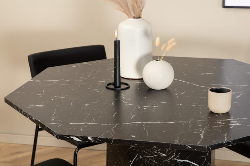 Ruokaryhmä Marbs 110 cm Pyöreä 4 Kenth-tuolilla - Musta - Huonekalut - Pöytä & ruokailuryhmä - Ruokailuryhmä