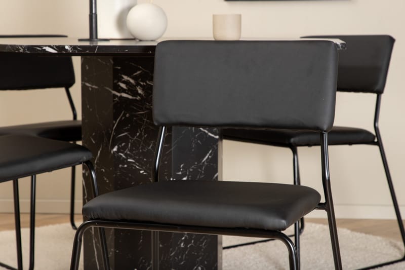 Ruokaryhmä Marbs 110 cm Pyöreä 4 Kenth-tuolilla - Musta - Huonekalut - Pöytä & ruokailuryhmä - Ruokailuryhmä