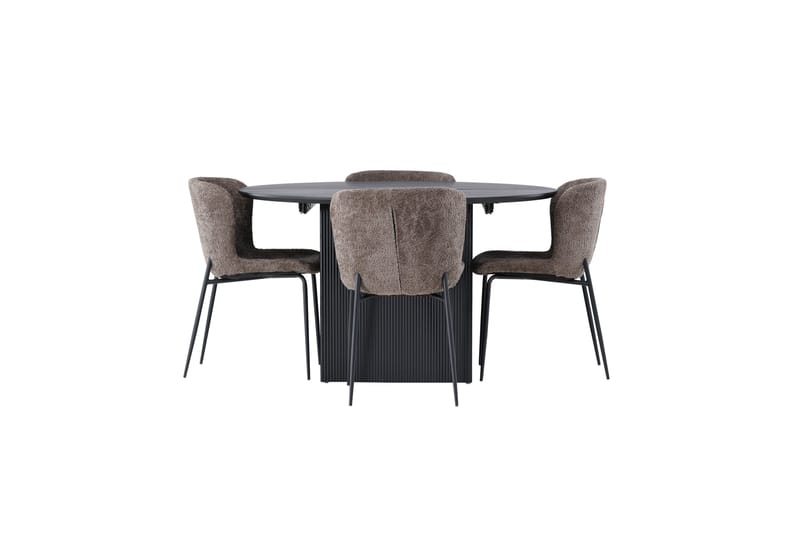 Ruokaryhmä Matilda 130 cm Pyöreä 4 Madesto-tuolilla - Musta - Huonekalut - Pöytä & ruokailuryhmä - Ruokailuryhmä