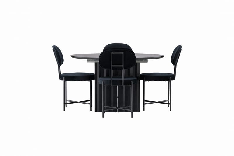 Ruokaryhmä Matilda 130 cm Pyöreä 4 Stella-tuolilla, Musta