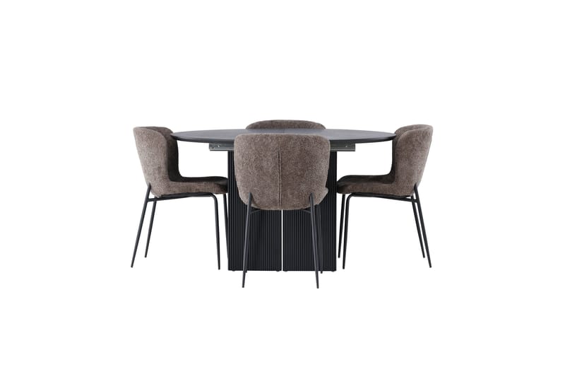 Ruokaryhmä Matilda 130 cm Pyöreä 4 Madesto-tuolilla - Musta - Huonekalut - Pöytä & ruokailuryhmä - Ruokailuryhmä