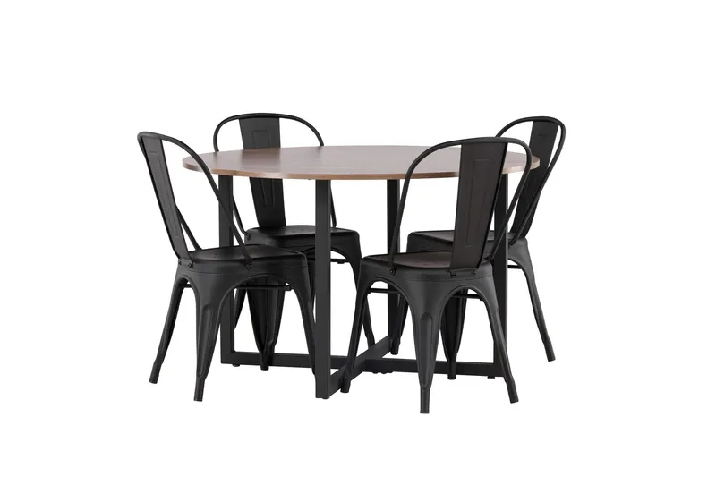 Ruokaryhmä Namuta 120 cm Pyöreä 4 Tempe-tuolilla - P ähkinä - Huonekalut - Pöytä & ruokailuryhmä - Ruokailuryhmä