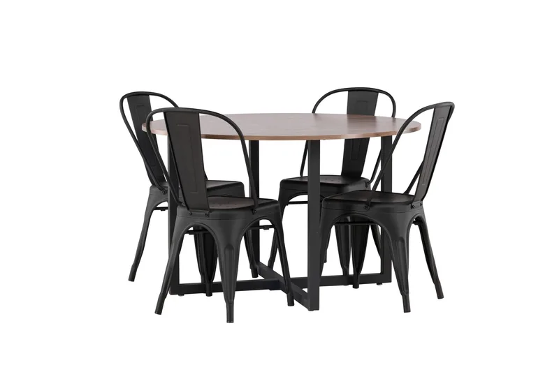 Ruokaryhmä Namuta 120 cm Pyöreä 4 Tempe-tuolilla - Pähkinä - Huonekalut - Pöytä & ruokailuryhmä - Ruokailuryhmä