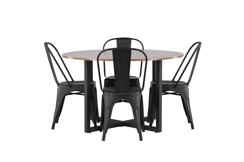 Ruokaryhmä Namuta 120 cm Pyöre ä 4 Tempe-tuolilla - Pähkinä - Huonekalut - Pöytä & ruokailuryhmä - Ruokailuryhmä