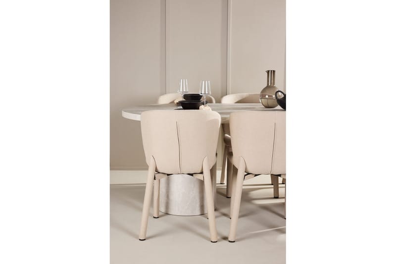 Ruokaryhmä Narvik 100x200 cm Beige 6 Astoria-tuolilla Beige - Beige - Huonekalut - Pöytä & ruokailuryhmä - Ruokailuryhmä