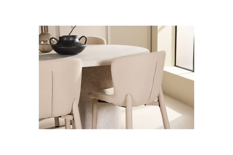 Ruokaryhmä Narvik 100x200 cm Beige 6 Astoria-tuolilla Beige - Beige - Huonekalut - Pöytä & ruokailuryhmä - Ruokailuryhmä