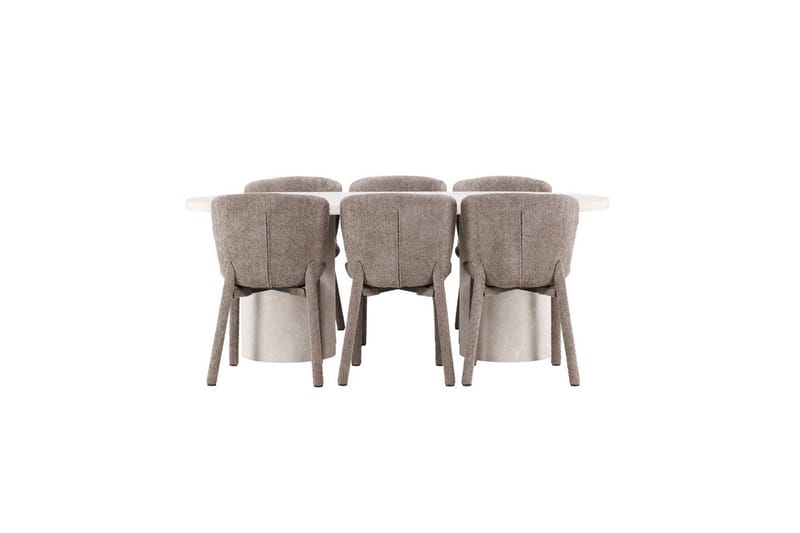 Ruokaryhmä Narvik 100x200 cm Beige 6 Astoria-tuolilla Ruskea, Ruskea