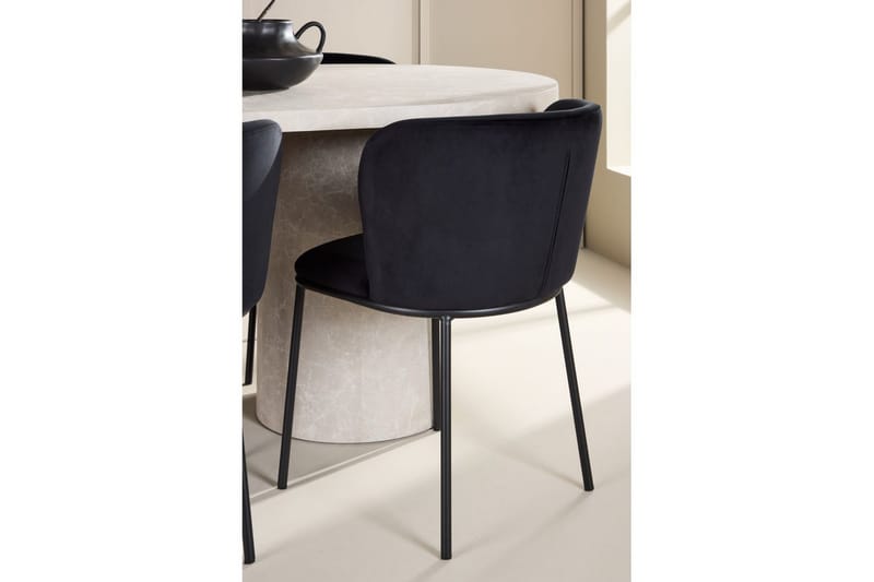 Ruokaryhmä Narvik 100x200 cm Beige 6 Edina-tuolilla Musta - Musta - Huonekalut - Pöytä & ruokailuryhmä - Ruokailuryhmä