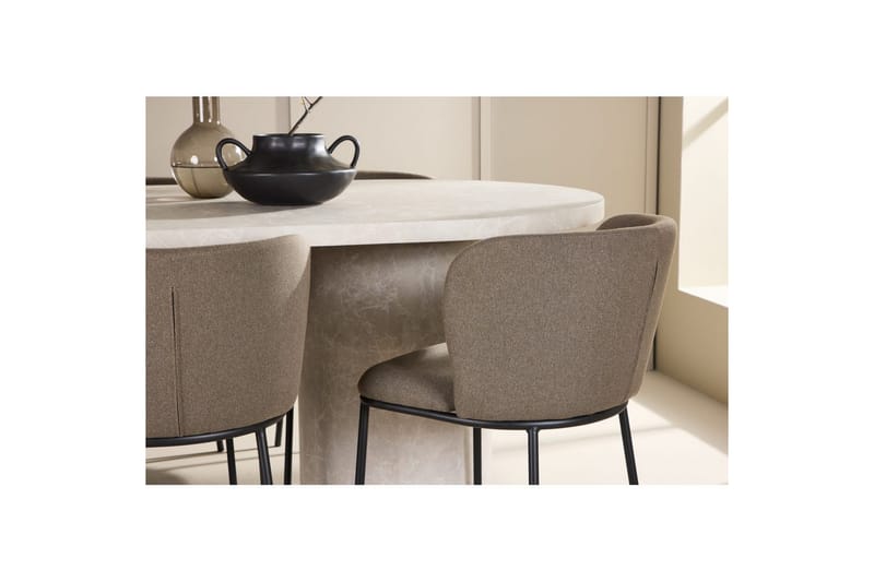 Ruokaryhmä Narvik 100x200 cm Beige 6 Edina-tuolilla Musta / Ruskea - Musta / Ruskea - Huonekalut - Pöytä & ruokailuryhmä - Ruokailuryhmä
