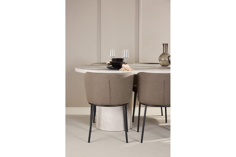 Ruokaryhmä Narvik 100x200 cm Beige 6 Edina-tuolilla Musta / Ruskea - Musta / Ruskea - Huonekalut - Pöytä & ruokailuryhmä - Ruokailuryhmä