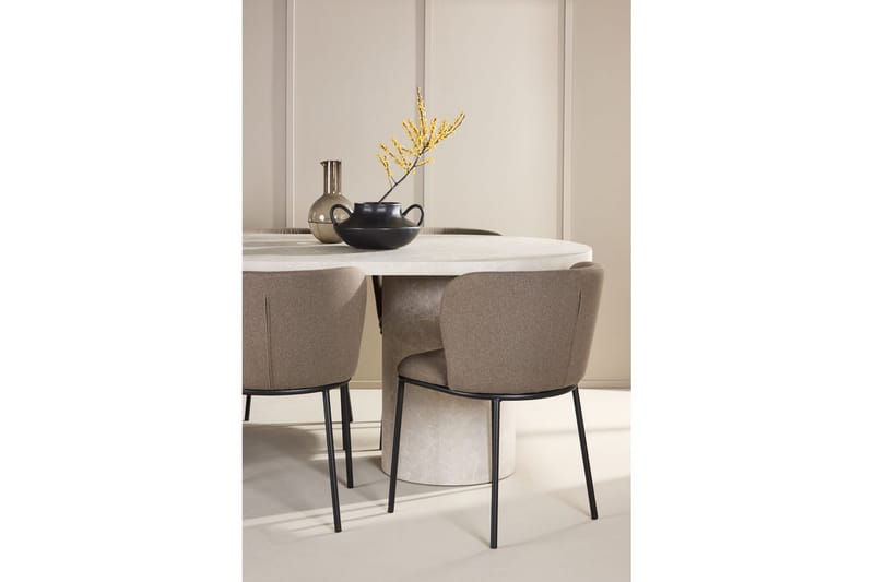 Ruokaryhmä Narvik 100x200 cm Beige 6 Edina-tuolilla Musta / Ruskea - Musta / Ruskea - Huonekalut - Pöytä & ruokailuryhmä - Ruokailuryhmä