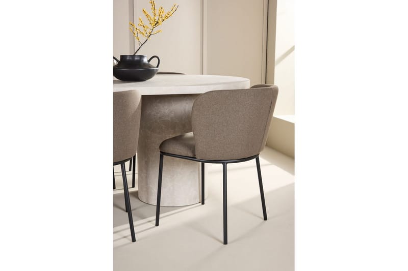 Ruokaryhmä Narvik 100x200 cm Beige 6 Edina-tuolilla Musta / Ruskea - Musta / Ruskea - Huonekalut - Pöytä & ruokailuryhmä - Ruokailuryhmä