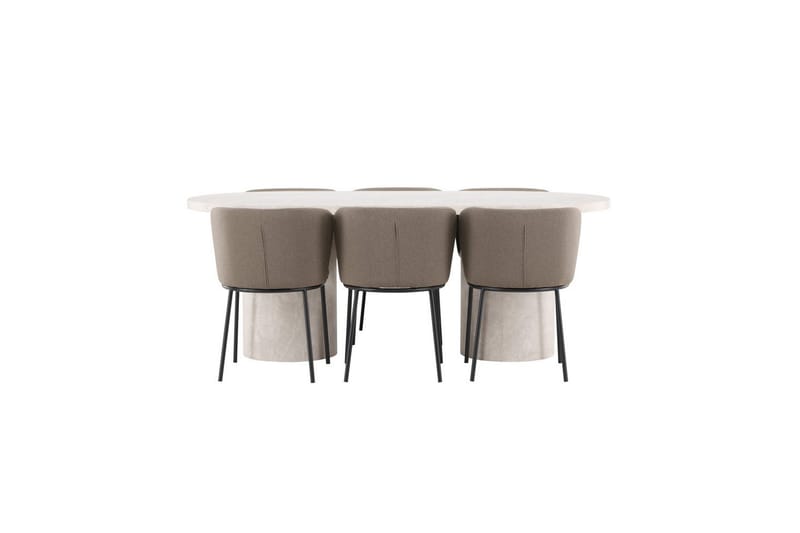 Ruokaryhmä Narvik 100x200 cm Beige 6 Edina-tuolilla Musta / Ruskea - Musta / Ruskea - Huonekalut - Pöytä & ruokailuryhmä - Ruokailuryhmä