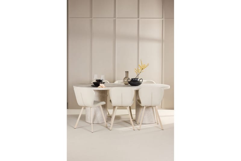 Ruokaryhmä Narvik 100x200 cm Beige 6 Lilja-tuolilla - Huonekalut - Pöytä & ruokailuryhmä - Ruokailuryhmä