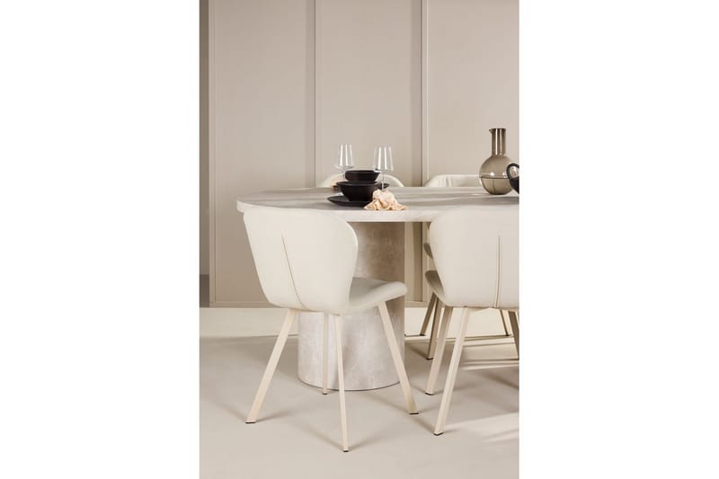 Ruokaryhmä Narvik 100x200 cm Beige 6 Lilja-tuolilla - Huonekalut - Pöytä & ruokailuryhmä - Ruokailuryhmä