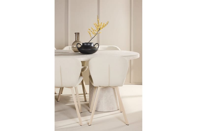 Ruokaryhmä Narvik 100x200 cm Beige 6 Lilja-tuolilla - Huonekalut - Pöytä & ruokailuryhmä - Ruokailuryhmä